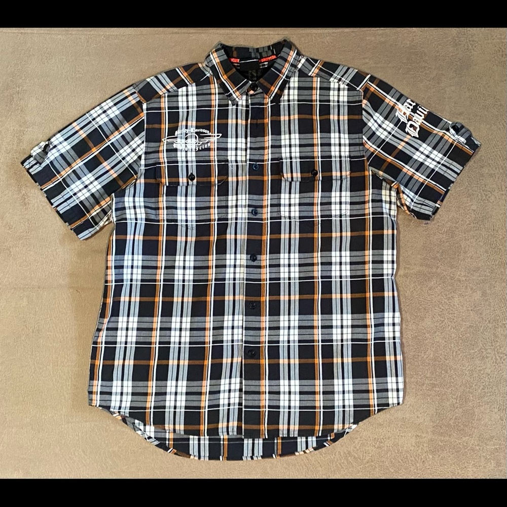 Men’s HARLEY-DAVIDSON Button Down Plaid Shirt Sz L
